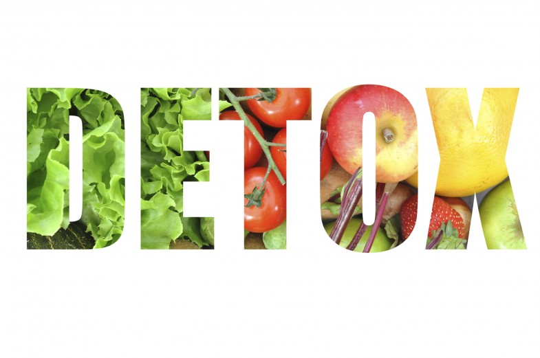 Detox text made from fruits and vegetables