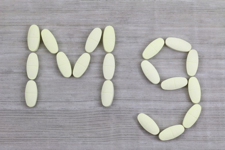 Magnesium tablets in a shape of Mg alphabet, to relieves muscle